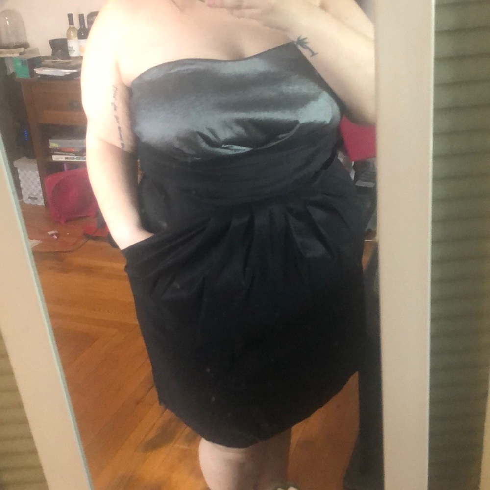 Strapless black and silver dress